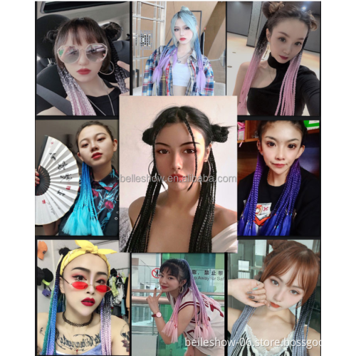 Hot sell Ombre Mixed Color Straight Synthetic Ponytail Wrap Around Ponytail Colorful small pigtail hair circle color ponytail